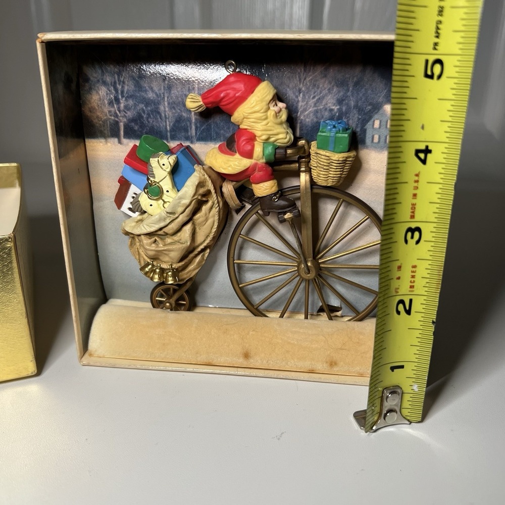Hallmark Cycling Santa Keepsake Christmas Ornament 1982 Vintage - Picture 4 of 4